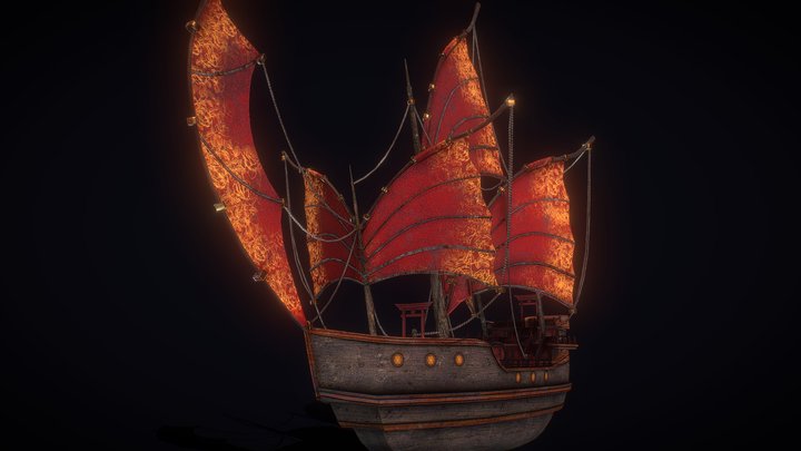 Ancient Japanese Boat 3D Model