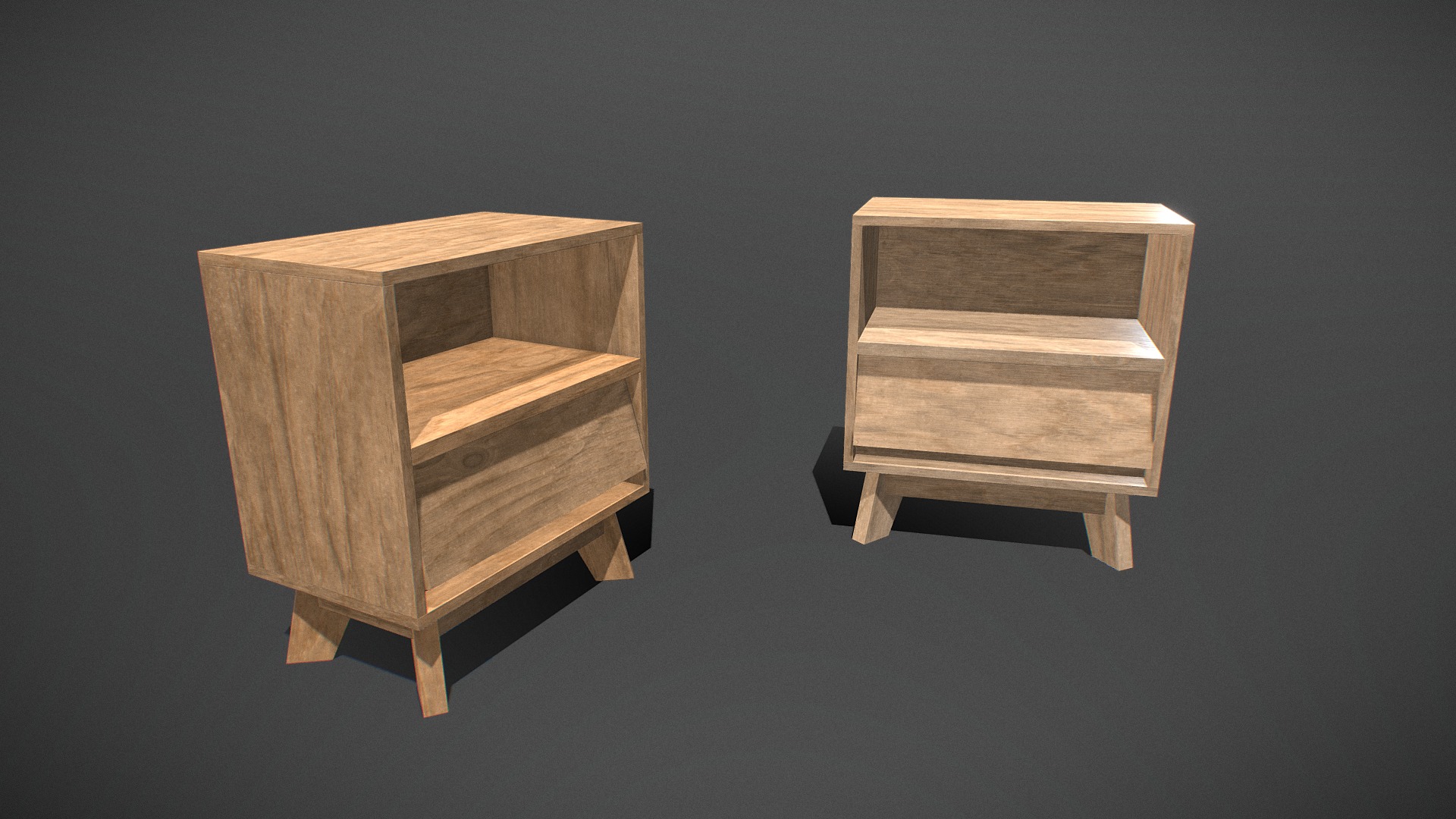 3D model Cabinets wooden - This is a 3D model of the Cabinets wooden. The 3D model is about two wooden chairs on a grey background.