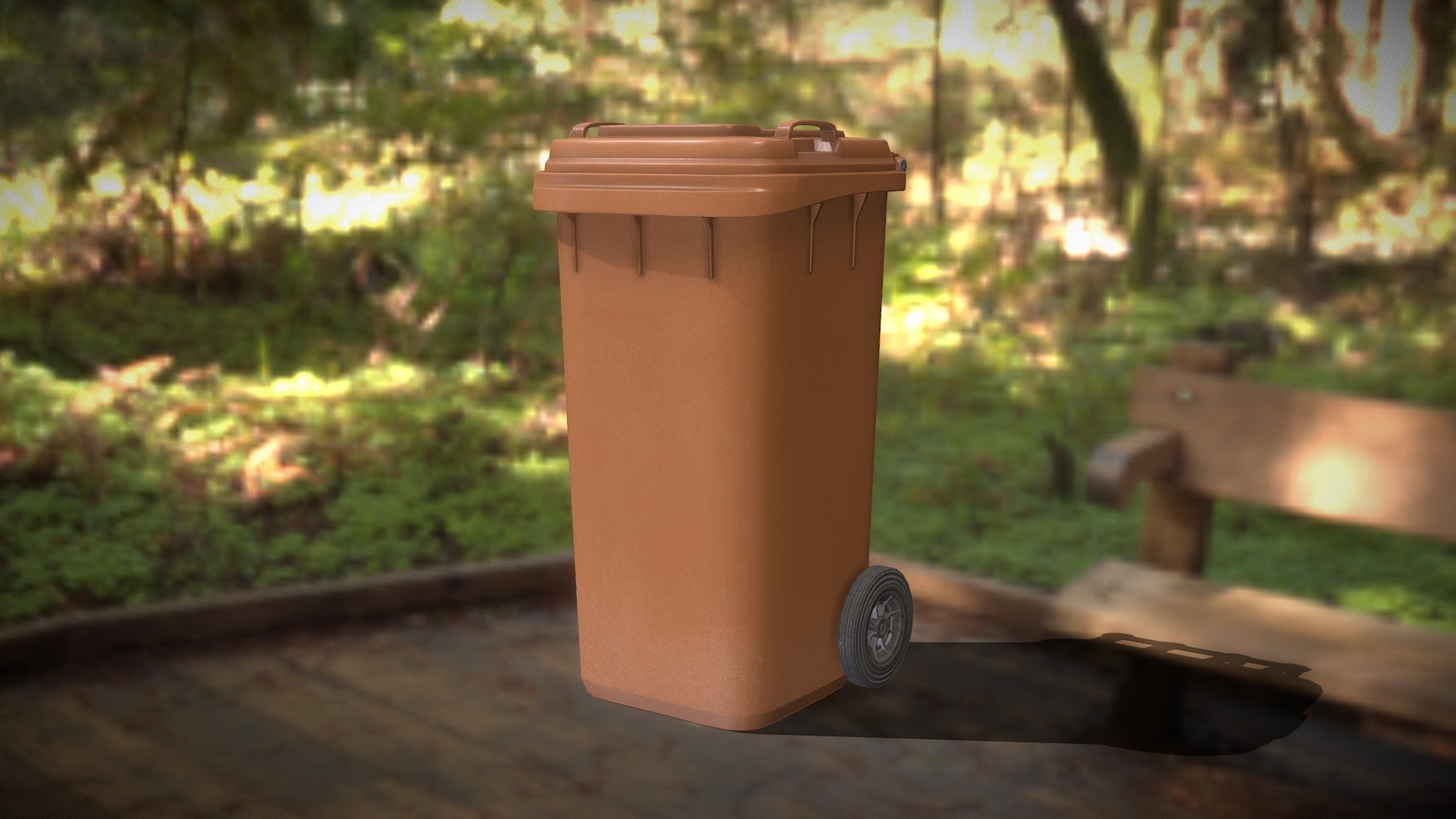 Rigged Organic Waste Bin 120L (Low-Poly-Version)