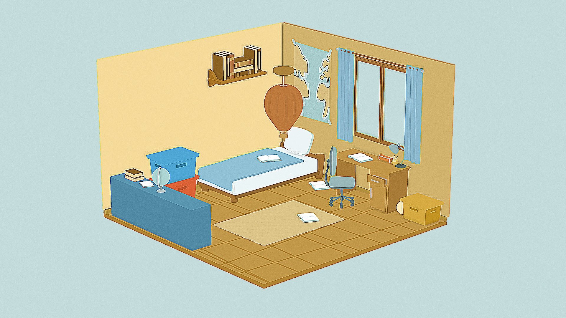 FREE ) Cartoon Room Low-poly - Download Free 3D model by SDC PERFORMANCE™️  (@3Duae) [f950b91]