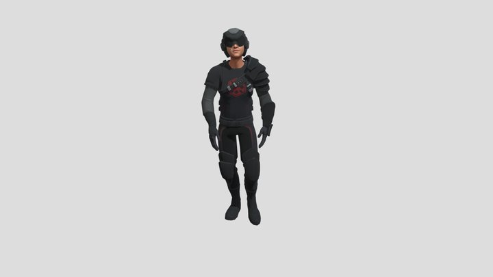 Futuristic guard Shoved Reaction With Spin