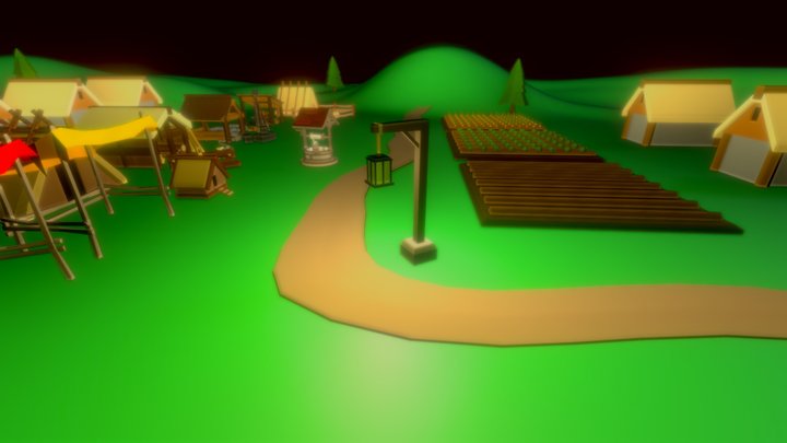 Lowpoly Village 3D Model