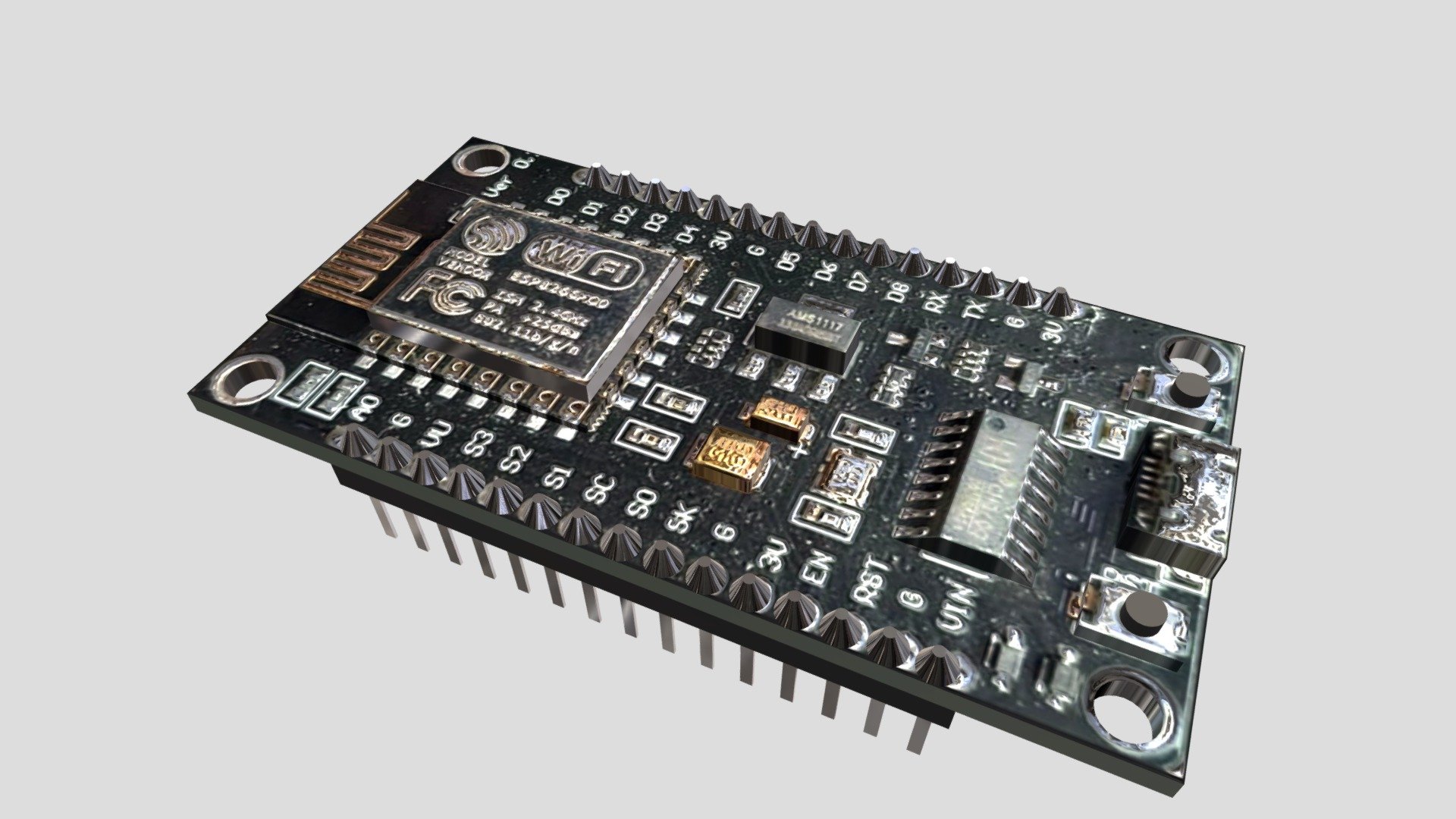 Arduino UNO WiFi Card Model ESP8266MOD - Download Free 3D model by ...