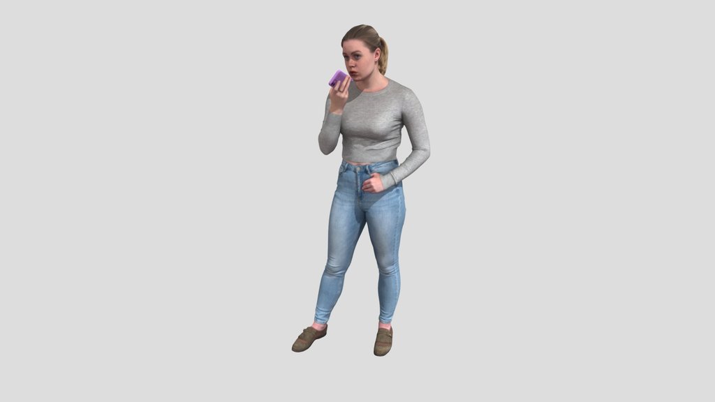 Voice Messaging Girl In Casual Outfit