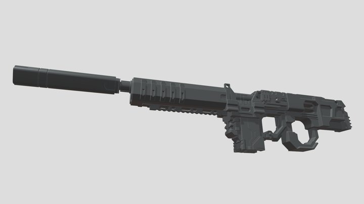 Mecha hard surface assault rifle 3D Model
