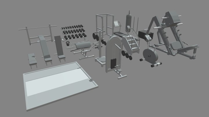 Low Poly Gym 3D Model