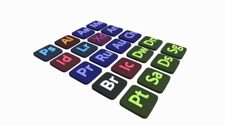 Adobe Software Icons 3D Model