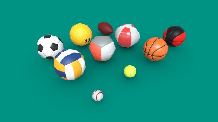 Sport Balls Lowpoly 3D Model