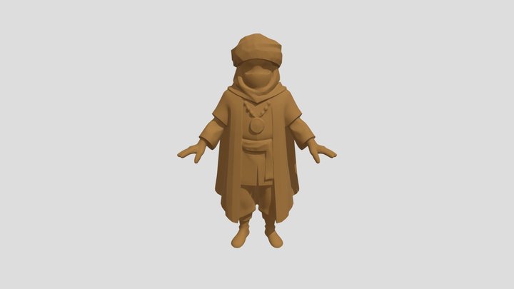 Mysterious robed figure with glowing eyes 3D Model