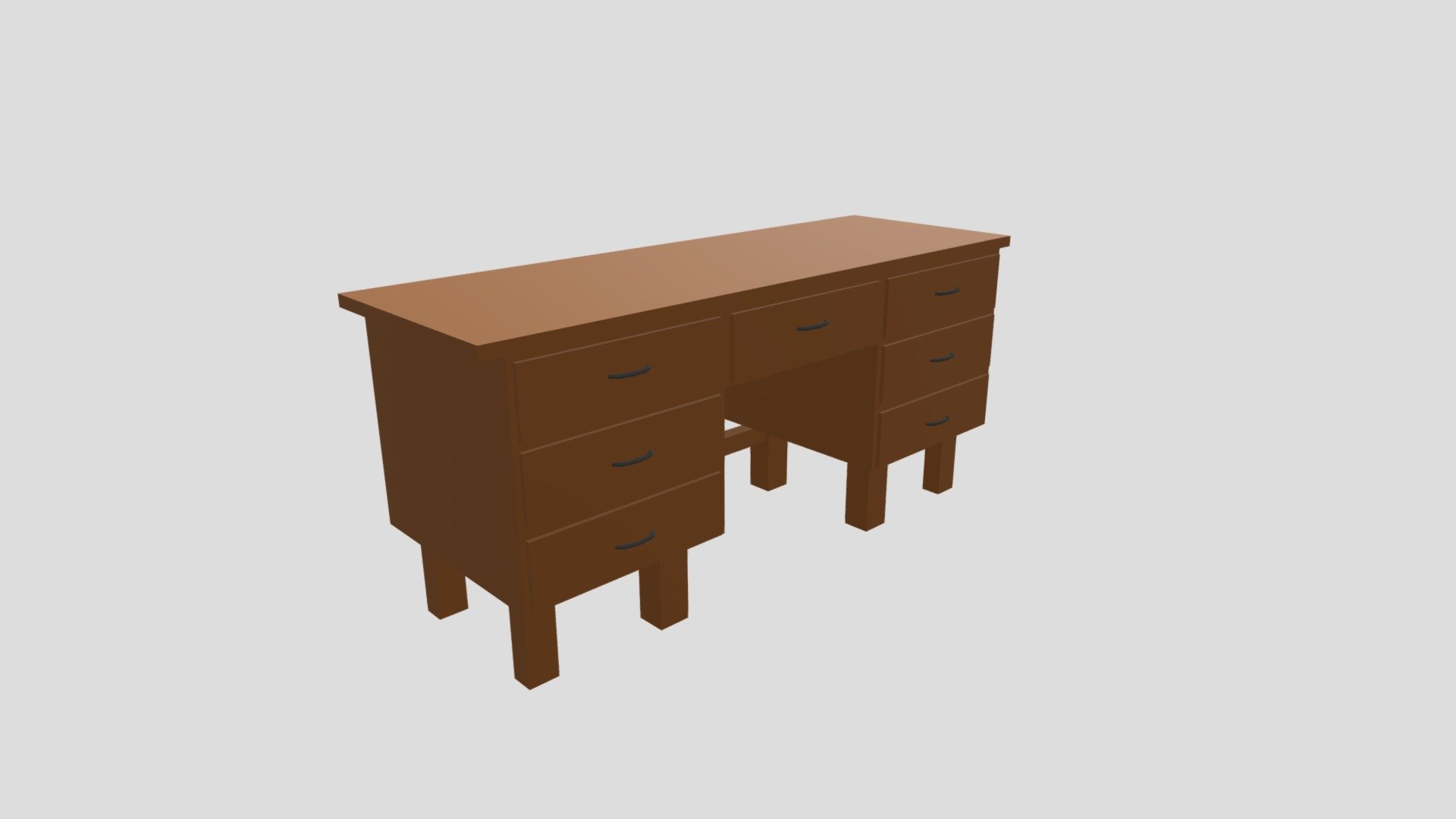 Low Poly Heavy Desk With Drawers