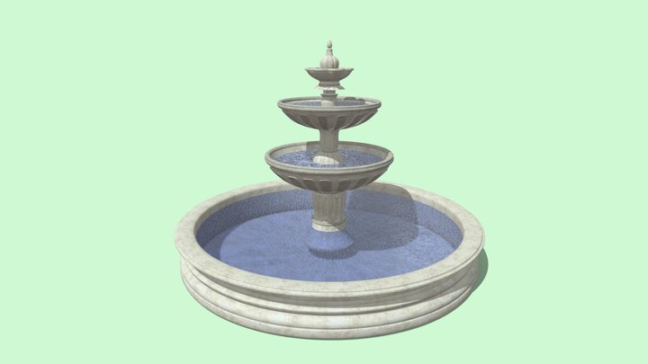 Marble, multi-tiered, street fountain 3D Model