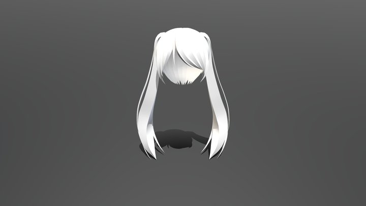 twintails female hair model 3D Model