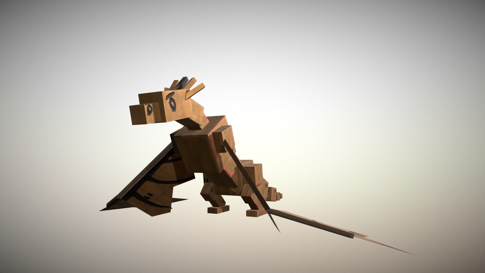 cardboard dragon - 3D model by Nathan (@nathanday) [f96a0a7] - Sketchfab