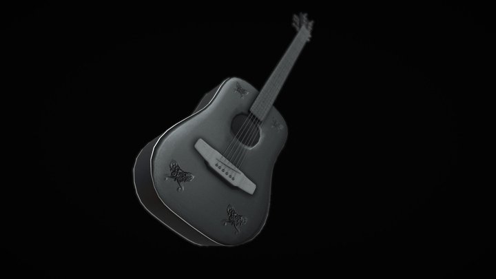 black guitar (optimized for games) – Free 3D Model STL
