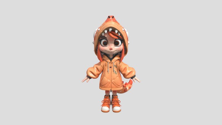 Dino Hoodie Kid 3D Model