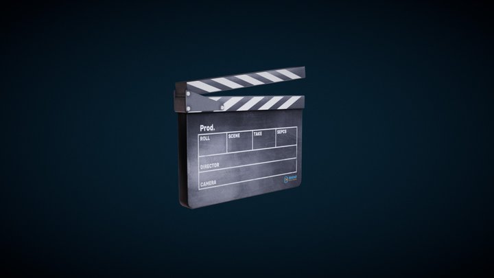 Black film slate or clapper 3D Model