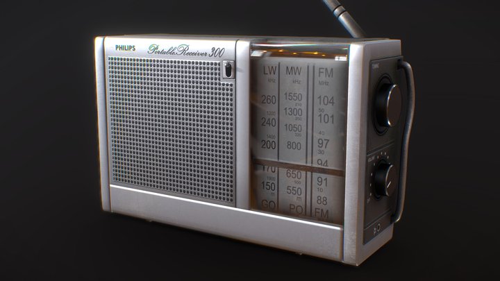 Portable Vintage Philips Radio Receiver 3D Model