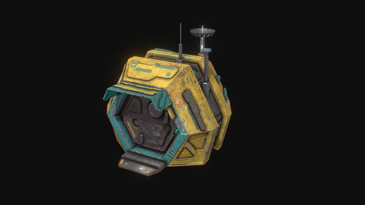 Low poly sci fi market building 2 3D Model