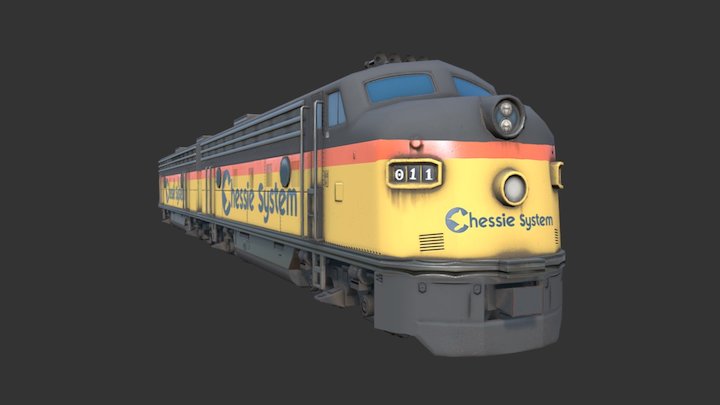 Freight Train Engine 3D Model
