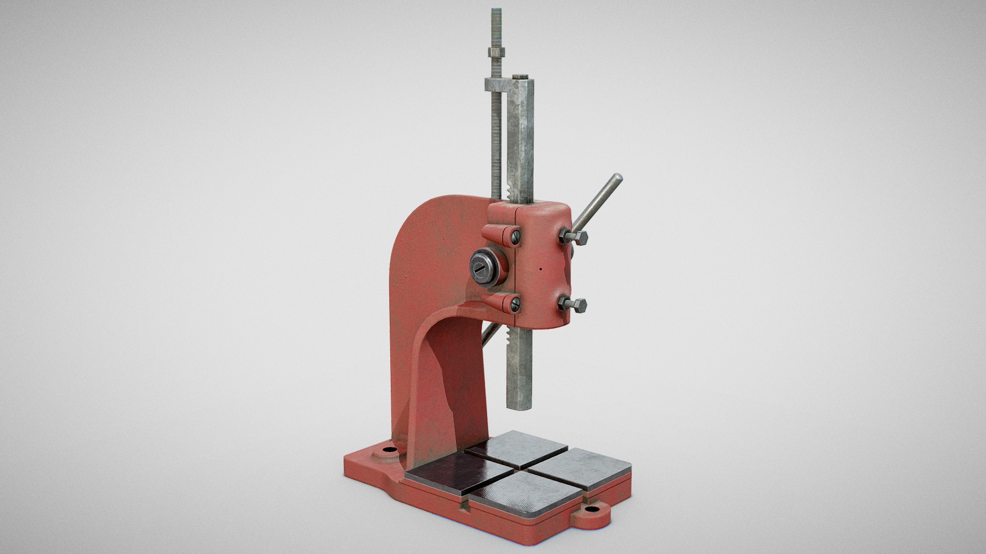 3D model Precision Bench Press 01 (Used) - This is a 3D model of the Precision Bench Press 01 (Used). The 3D model is about a red and silver machine.