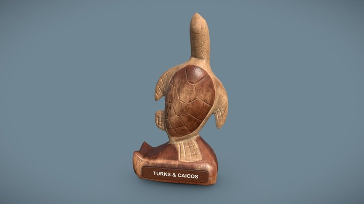 Wooden Turtle Figurine - Low Poly 3D Model