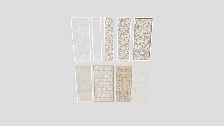 New Chinese style partitions, Xikong carved part 3D Model