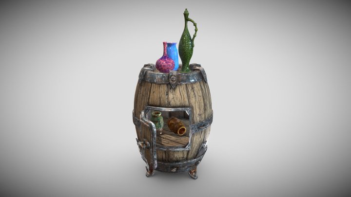Barrel with Bottles