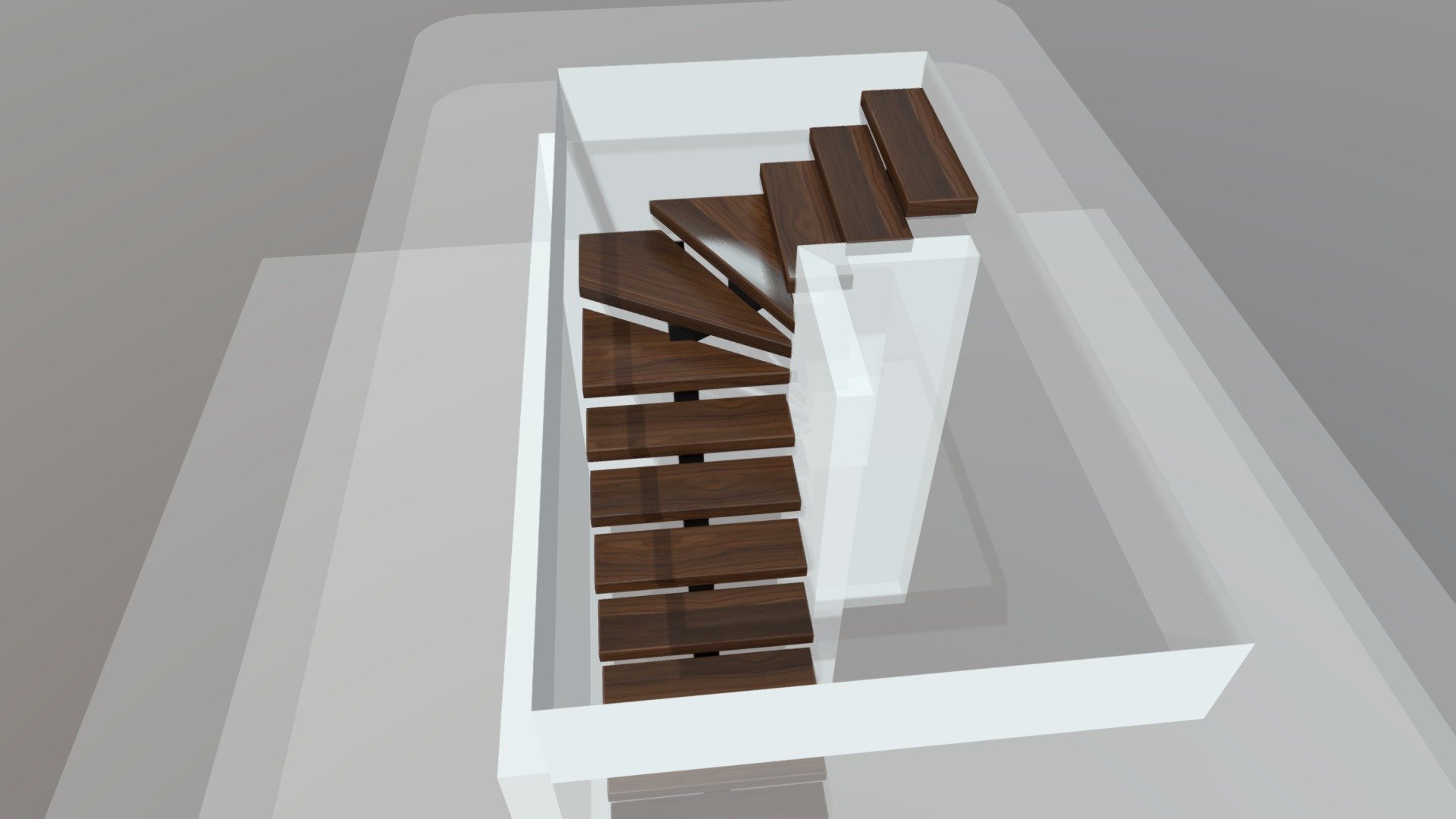 Winder stair, open risers - Download Free 3D model by www.3dstairdesign ...