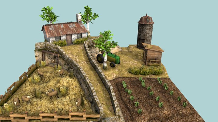 DAE Diorama retake - Small farm 3D Model