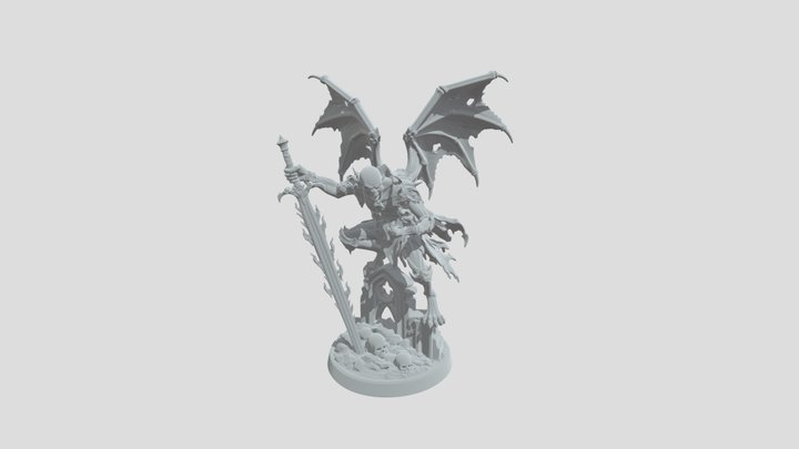 Vampire Lord with bat wings and firy longsword 3D Model