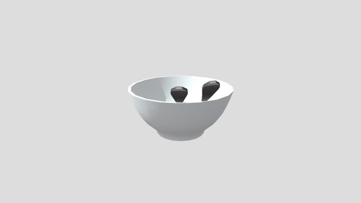 Bowl with fork and spoon 3D Model