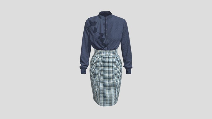 DARK BLUE DRESS 3D Model