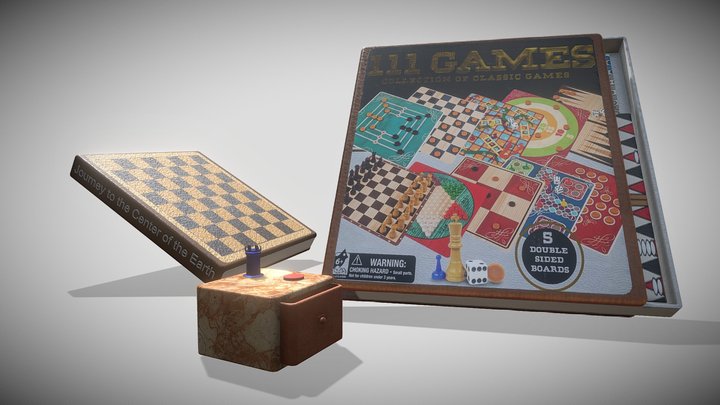 Book and games 3D Model
