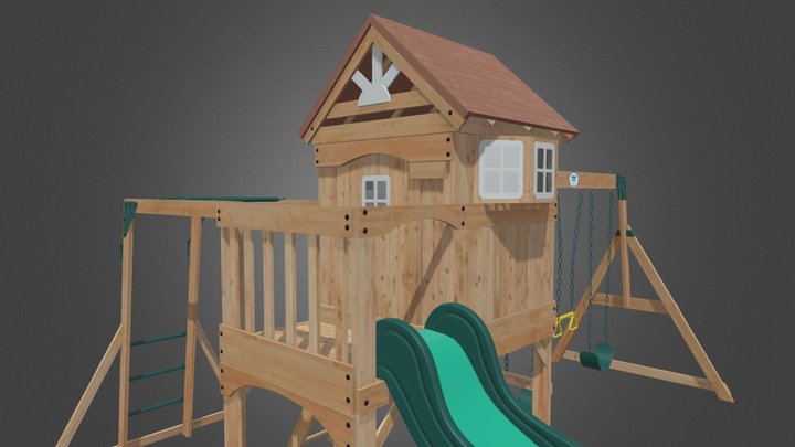 Swing Set Playhouse with Balcony 3D Model