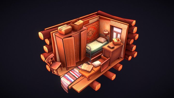 Rustic Bedroom 3D Model