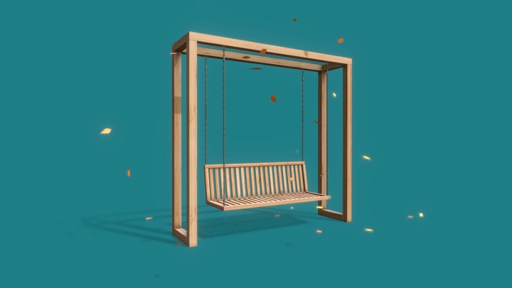 Swing And Leaves Animated 3D Model