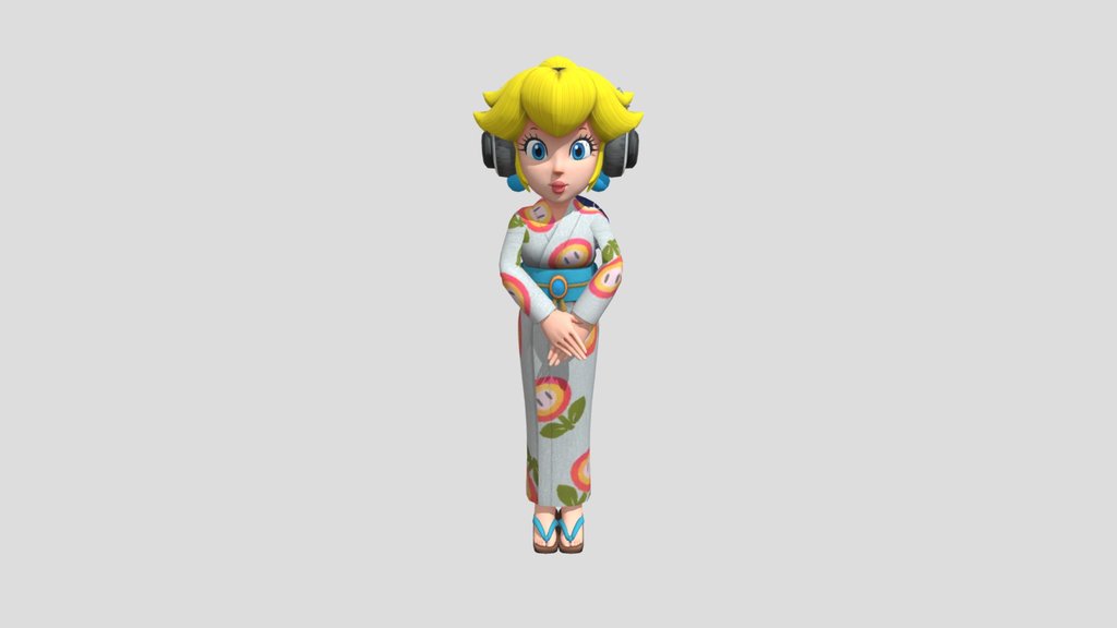 Peach Yukata Headphones Pose Test