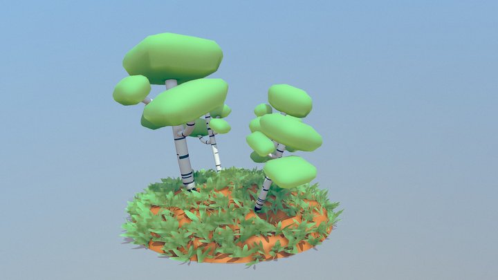 Lowpoly diorama Tree 3D Model