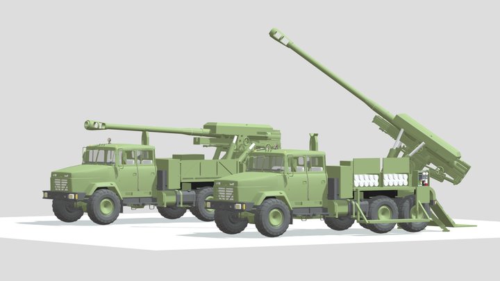 (Test) 2S22 Bohdana Self-Propelled Artillery – Modello 3D gratuito STL