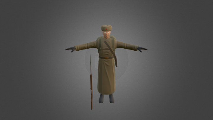 WW2 Soviet Soldier (Low Poly Character) 3D Model