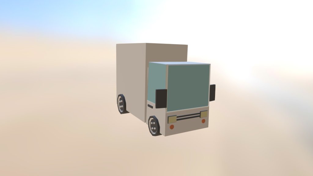 Low Poly Truck White