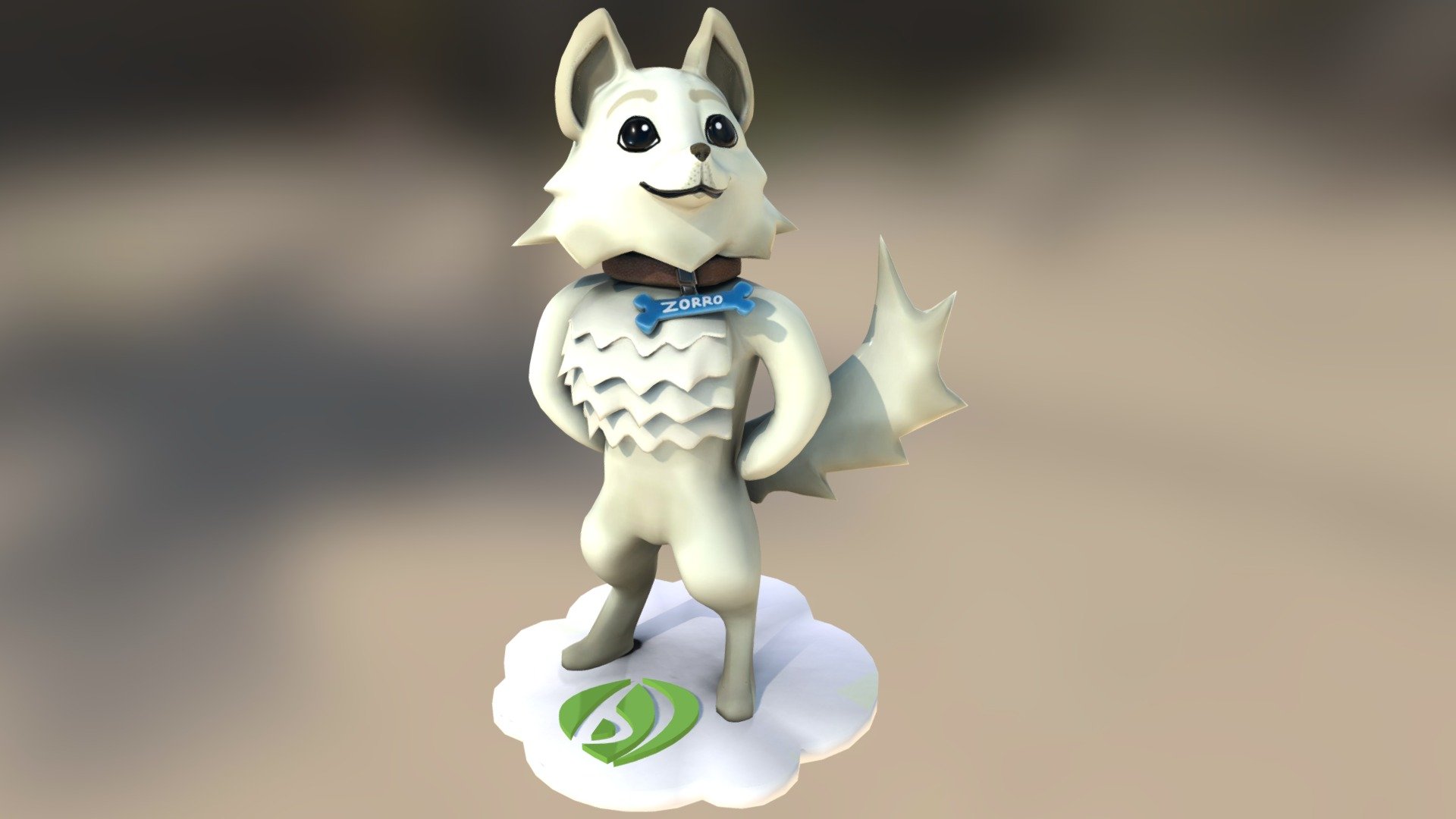 Dog mascott statue for 3D printing — Sketchfab embed 3D viewer