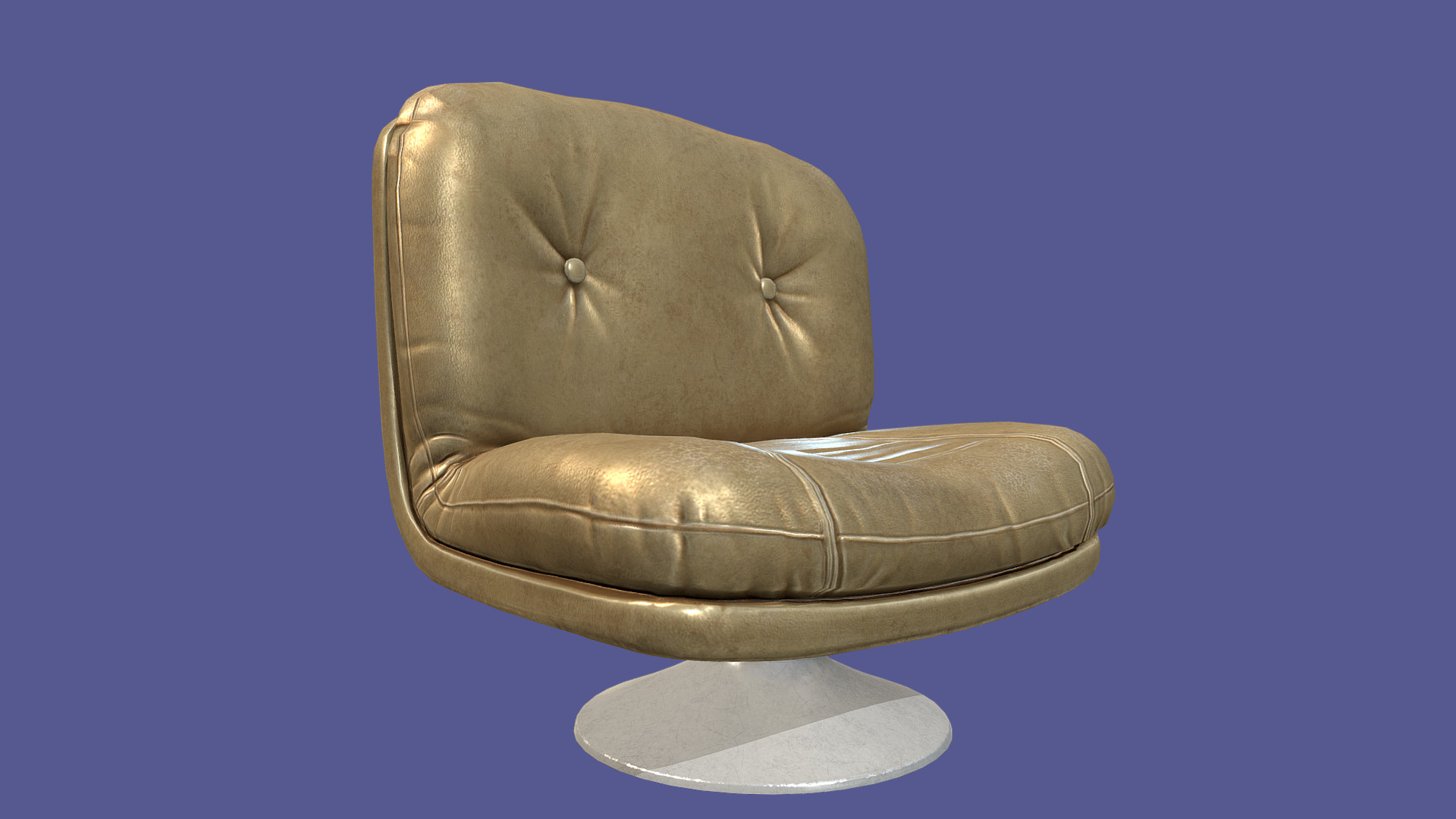 3D model Retro vintage 70s chair cream leather - This is a 3D model of the Retro vintage 70s chair cream leather. The 3D model is about a chair on a stand.