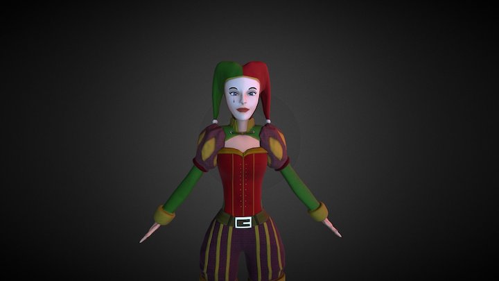 Female Jester (T-Pose) 3D Model