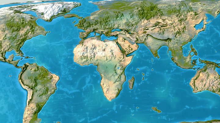 WORLD MAP EARTH 3D HEIGHT 3D Model