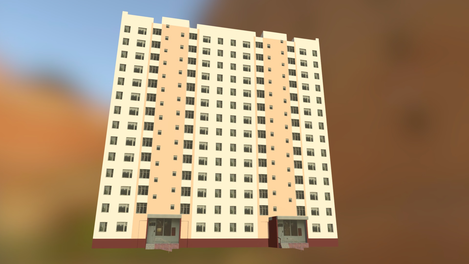 3D model House16k3 - This is a 3D model of the House16k3. The 3D model is about a tall building with many windows.
