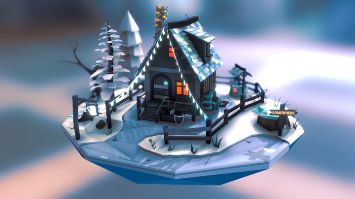 Tavern in Snow 3D Model