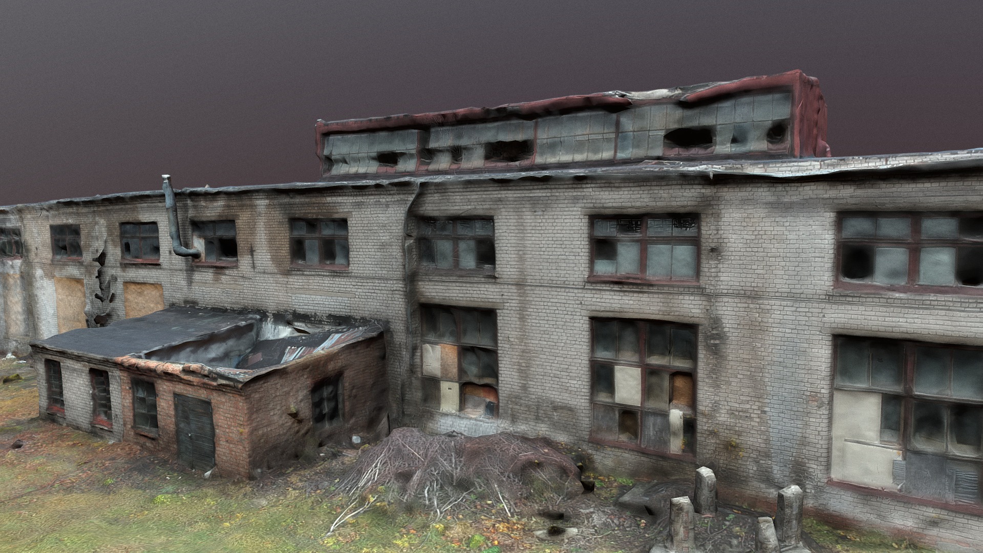 3D model Abandoned Brick Building - This is a 3D model of the Abandoned Brick Building. The 3D model is about a building that has been destroyed.