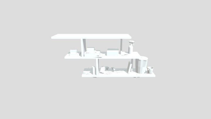 Shelf with random objects 3D Model