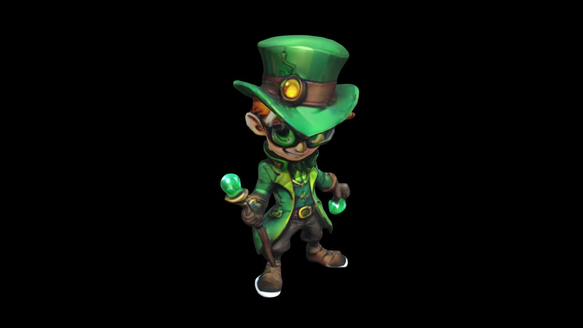 a cartoon character with a top hat and glasse - Download Free 3D model ...